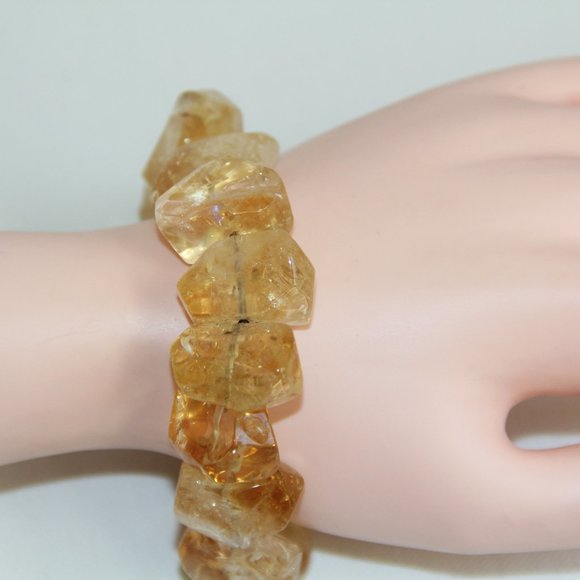 Polished Citrine Nugget Sterling Silver Bracelet - Picture 7 of 14